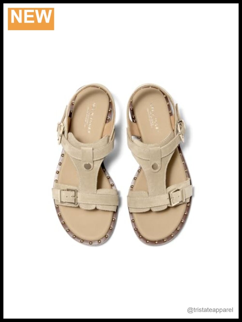 Suede T-Strap Flat Sandals with Buckle Closure